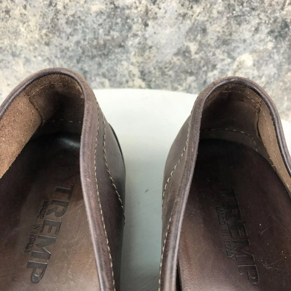 Tremp Men's Size 45 Brown Leather Closed Toe Slip On Driving Shoes Loafers ITALY